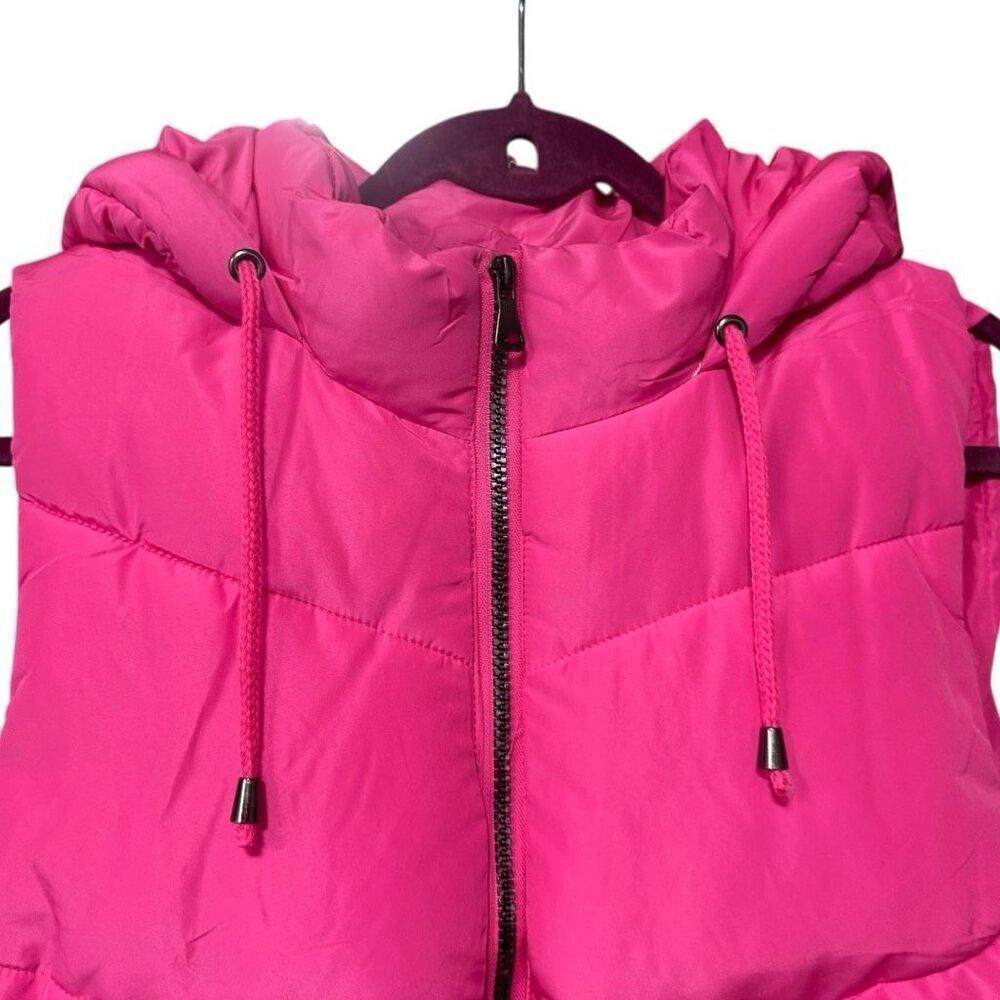 Pink Zip Up Quilted Hooded Vest Size Large NWT | Snobbish - Picture 10 of 13